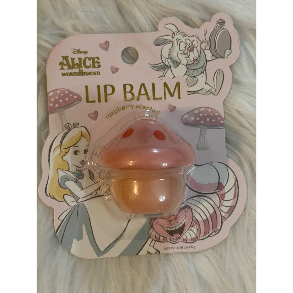 Disney Alice in Wonderland Mushroom Lip Balm Set Vanilla Coconut Raspberry 3pk